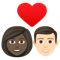 Couple with Heart- Woman- Man- Dark Skin Tone- Light Skin Tone emoji on Emojione